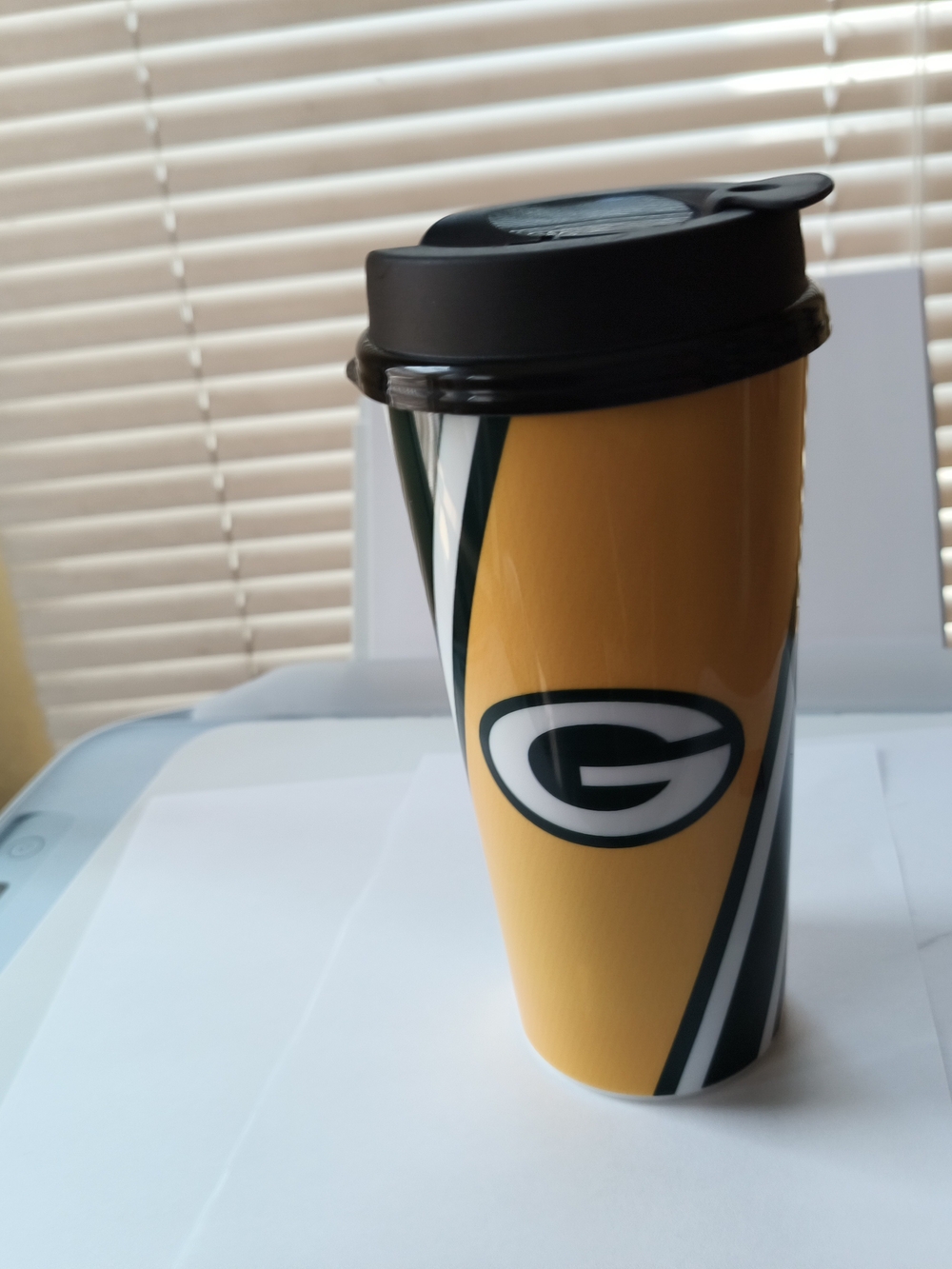 Green Bay Packers Travel Tumbler - Gold & Green Plastic 7 1/4 Tall